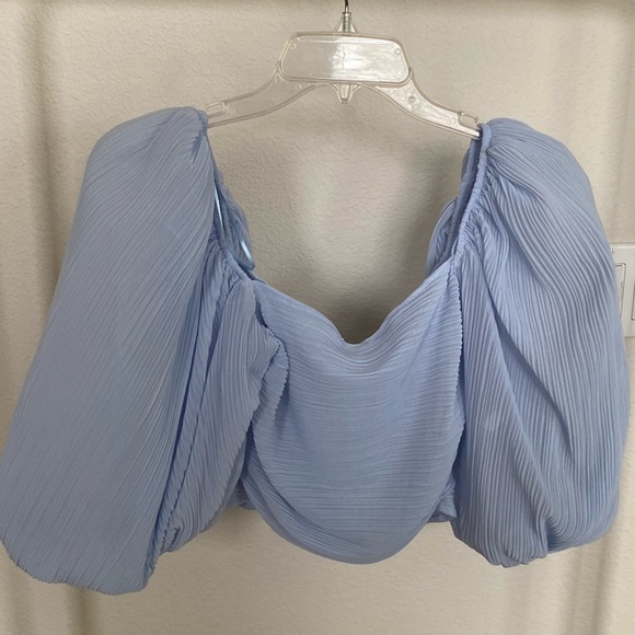 Zara Organza Top Puff Sleeve - Pastel Blue - Picture 6 of 9